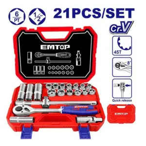 Ensemble De Douilles 1/2" De 21 Pièces ESKT12211 EMTOP
