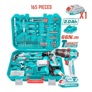 Perceuse visseuse 20V avec Jeu d’outils à Main 165Pcs TOTAL