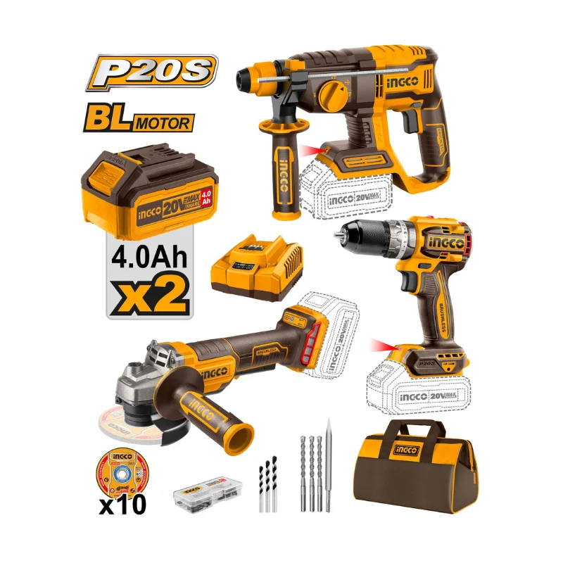 PACK INGCO Perceuse , Meuleuse, Marteau Perforateur