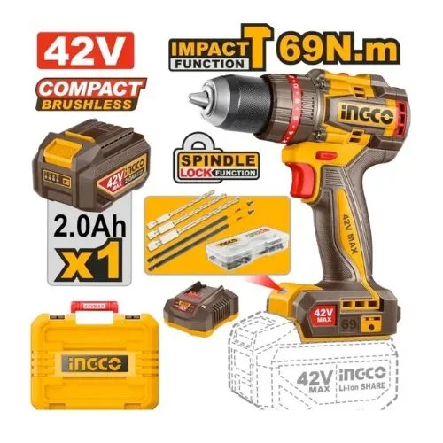 Perceuse visseuse 42V 2Ah 1Bat INGCO