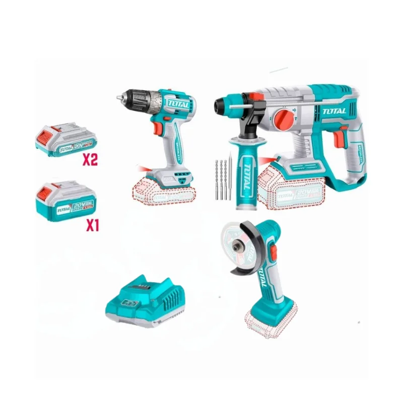 Kit Marteau Perforateur 20V, Visseuse, Mini Meuleuse 20V