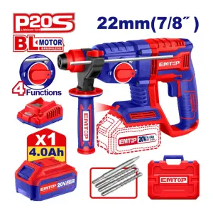 Marteau perforateur 26mm sans fil 20V + 1 Batterie 4.0Ah EMTOP