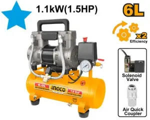 Compresseur d’air 6L 1100W (1.5HP) INGCO