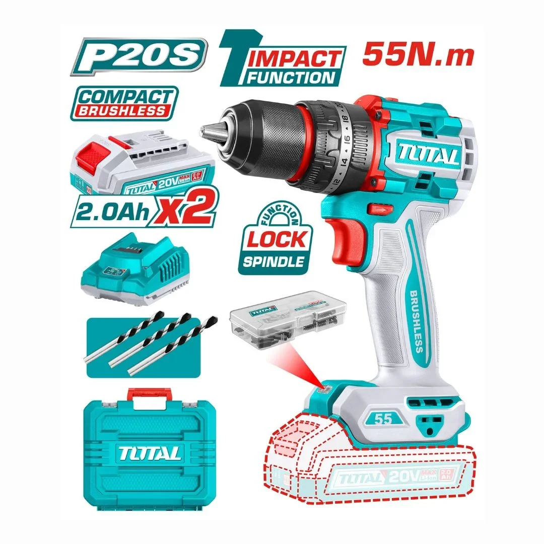 Perceuses-visseuses sans fil 55N.m 20V TOTAL