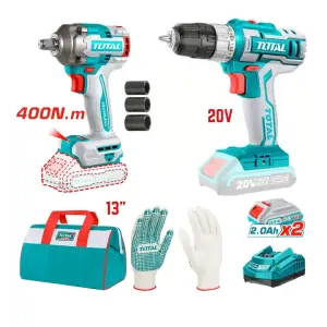 PACK Visseuse Perceuse+Clé à Choc 400 N·m 20V TOTAL